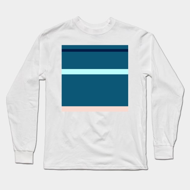 A world-class admixture of Oxford Blue, Deep Sea Blue, Sea, Pale Cyan and Champagne Pink stripes. Long Sleeve T-Shirt by Sociable Stripes